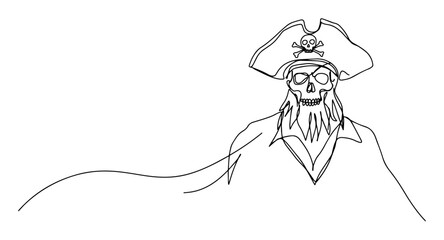 skeleton pirate with beard and hat