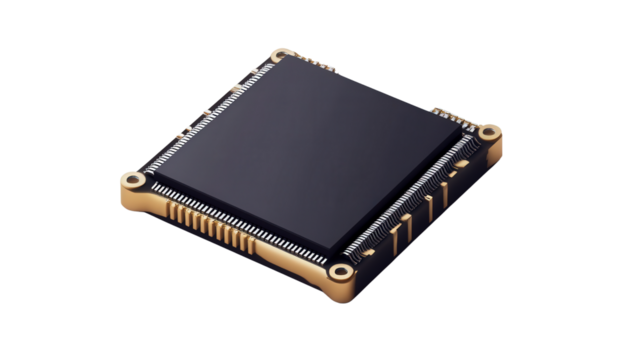 Vibration sensor MEMS unit, background isolated on a Transparent background, PNG file.