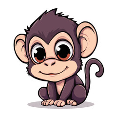 A happy joyful cute monkey illustration cartoon character