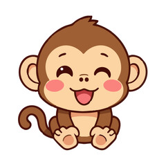 A happy joyful cute monkey illustration cartoon character