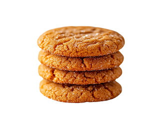 Four Delicious Gingerbread Cookies Stack, Isolated on Transparent PNG