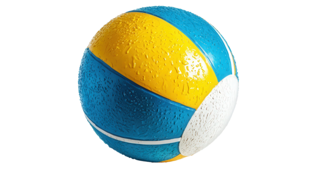 Water polo ball with texture zones, background isolated on a Transparent background, PNG file.
