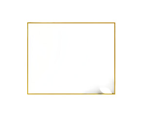 A blank white square template with a gold border and a curled corner, ideal for adding custom text or designs with transparent background.
