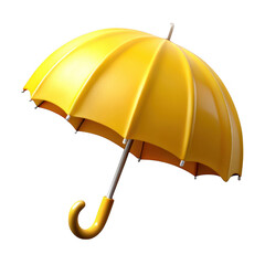 3d yellow umbrella isolated on transparent background
