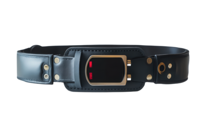 Weightlifting belt with biometric readout, background isolated on a Transparent background, PNG file.