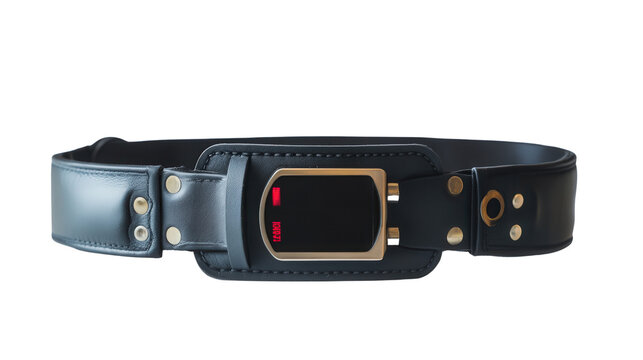 Weightlifting belt with biometric readout, background isolated on a Transparent background, PNG file.