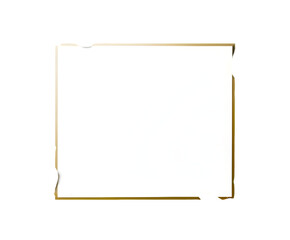 Presenting a blank white paper sheet with a golden border, ideal for mockup displays and creative design elements, on a transparent backdrop, transparent background