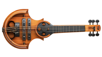 Unique hybrid electronic-acoustic instrument background isolated on a Transparent background, PNG file.