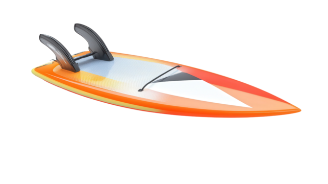 Windsurf board with adaptive fin system, background isolated on a Transparent background, PNG file.