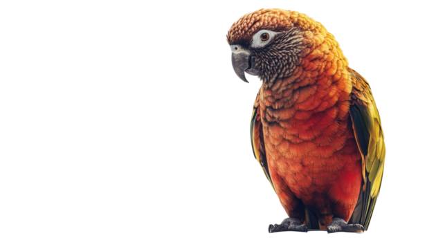 Unique kaka parrot perched background isolated on a Transparent background, PNG file.