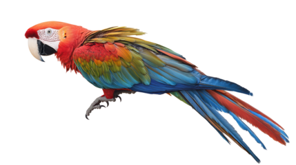 Unique Puerto Rican parrot perched background isolated on a Transparent background, PNG file.