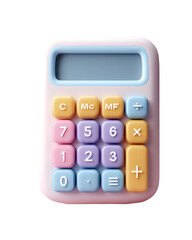 A charming pastel calculator with a transparent background, perfect for math concepts or financial design elements, ideal for educational or creative projects.