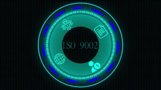 Is 9002 Service Business concept on a futuristic ,Blue wave digital data flow. Seamless loop technology network background concept . Futuristic digital technology animated background
