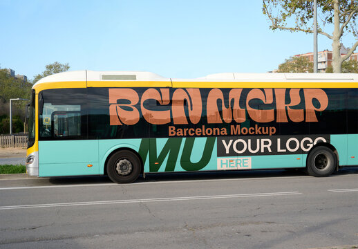 Bus advertising mockup oIn Barcelona