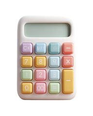 Charming pastel calculator against a transparent background displaying accounting and mathematical concept, ideal for educational or financial themed projects.
