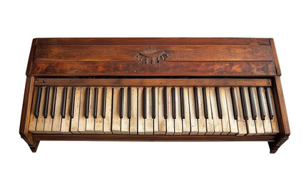 Fototapeta premium Vintage pipe organ keyboard background isolated on a Transparent background, PNG file.