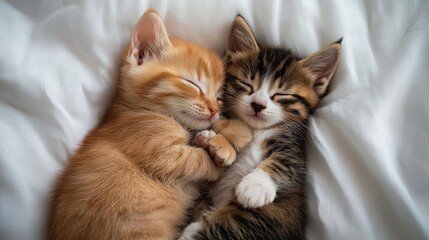 Two Cute Kittens Engaged in Playful Interaction and Affection with Each Other