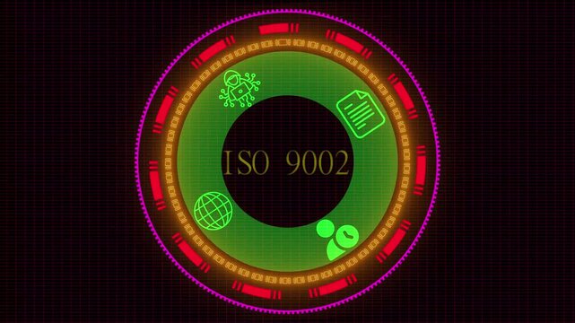 Is 9002 Service Business concept on a futuristic ,Blue wave digital data flow. Seamless loop technology network background concept . Futuristic digital technology animated background