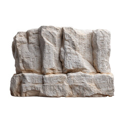 Ancient stone carving featuring hieroglyphs, representing historical knowledge and cultural heritage, emphasizing archaeological discovery and ancient civilization