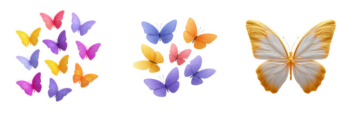 Fototapeta premium Elegant butterflies showcasing vibrant colors, representing transformation and beauty, highlighting the delicate nature of metamorphosis in nature