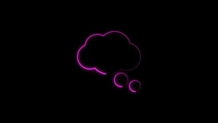 Glowing neon pink speech bubble symbol isolated on a black surface concept art