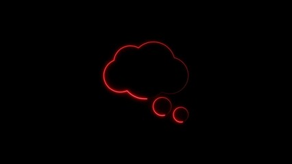 Illuminated red neon speech bubble on a dark black backdrop concept illustration
