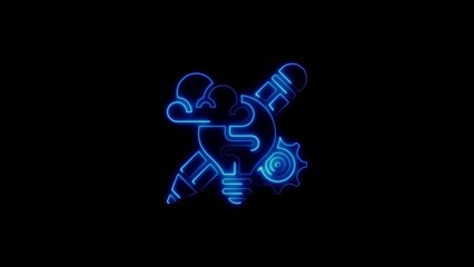 Abstract neon illustration of creative concepts and ideas against a black background