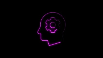 Illustration of a glowing neon brain symbolizing ideas and the process of thinking