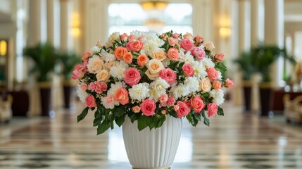 Luxurious Floral Display in Hotel Lobby - Enhancing Visual Branding with Elegant Detail