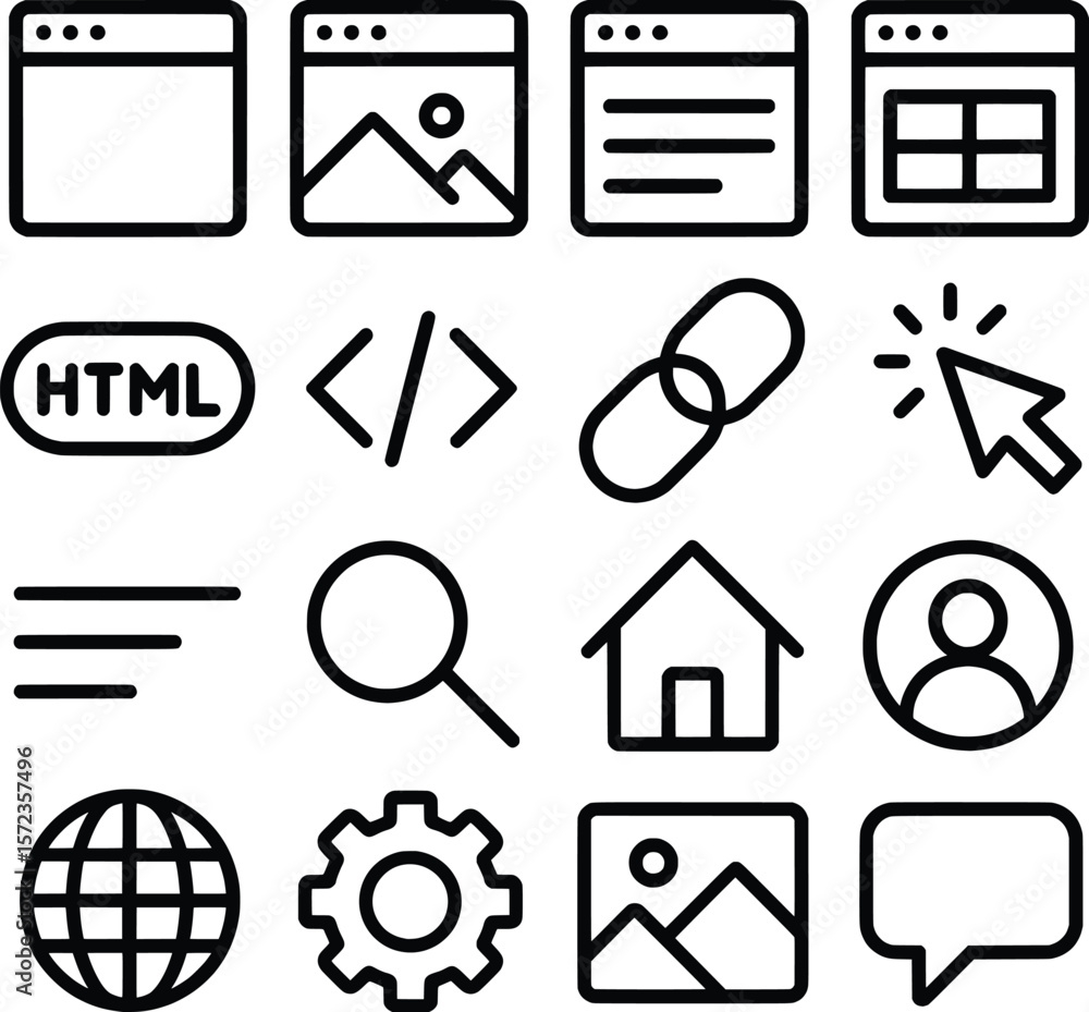 Aufkleber simple line style website and application interface basic icon set