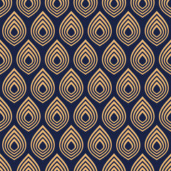 Vector seamless pattern. Pattern with golden petals. Decorative seamless ornamental pattern. Modern stylish texture. Color vector background.