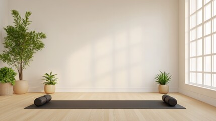 cozy cardio, Serene Home Workout Space with Minimalist Fitness Setup in Warm Neutrals cozy workout, indoor fitness, home cardio,
