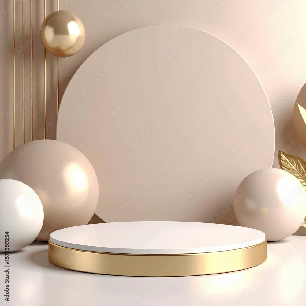 Aufkleber elegant display stand design modern studio product showcase minimalist environment front view contem