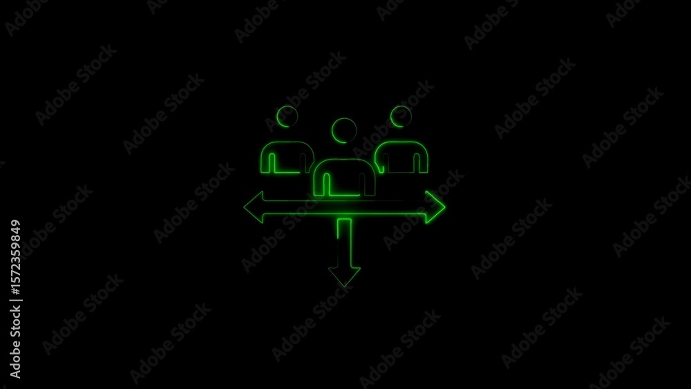 Poster team decision making process with arrows representing choices and directions in green