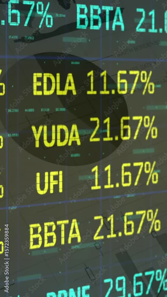Aufkleber animation of statistics and financial data processing