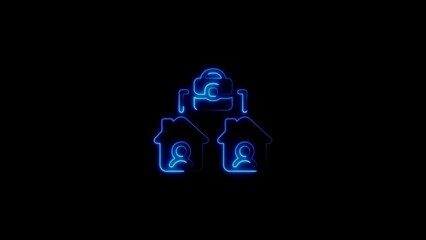 Digital cloud network connecting homes securely representing remote work and online data access