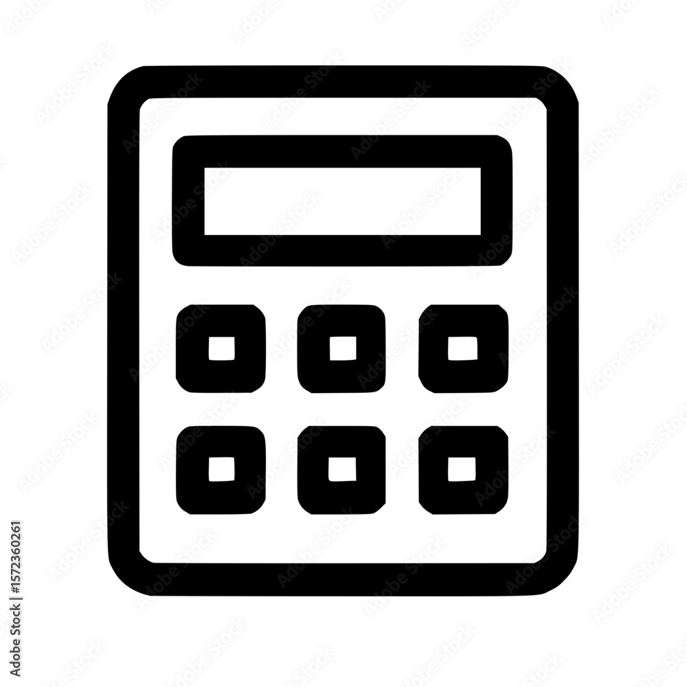 Poster simple outline calculator app interface button black and white icon