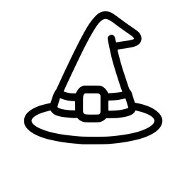 Simple Outline Witch Hat Symbol for Halloween Celebration Icon