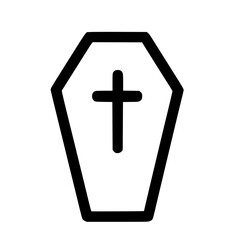 Simple Outline Coffin with Cross Decoration Death and Funeral Symbol Icon