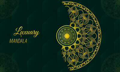 Abstract Golden Mandala for Invitation or Greeting Card Design