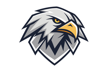 eagle head shows sharp detail with gray plumage and focused golden eyes