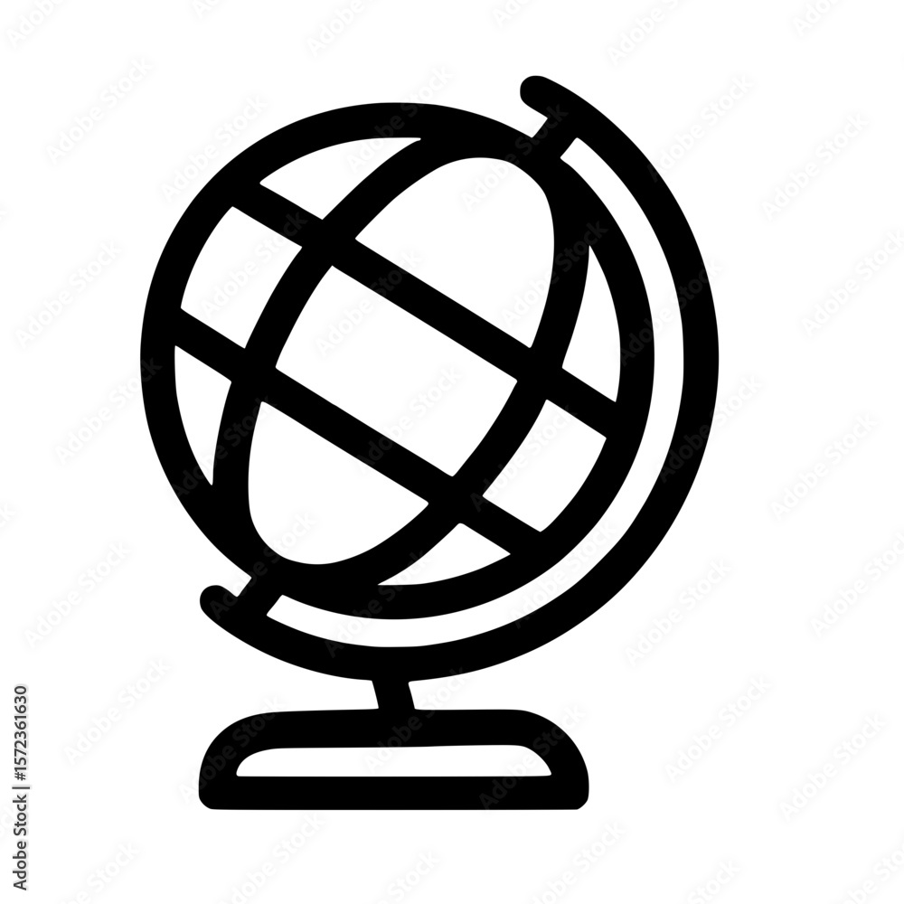 Poster simple outline globe world icon on stand geolocation tool symbol
