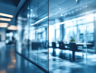 Modern Office Interiors with Clean Glass Reflections