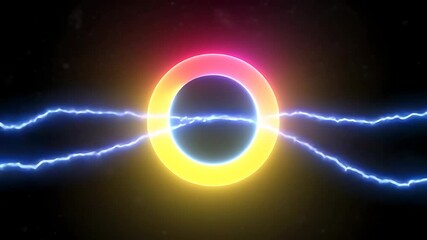 Glowing Neon Ring with Electric Discharge - Powered by Adobe