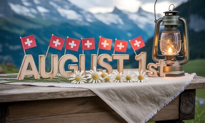 Swiss National Day Celebration in the Alps August 1st Holiday