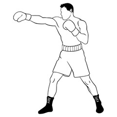 Fototapeta premium Boxing Illustration Outline Cartoon Character