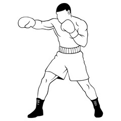 Boxing Illustration Outline Cartoon Character