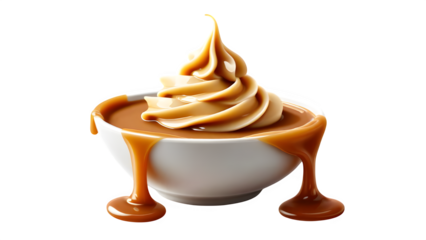 Smooth melted caramel cream or boiled condensed milk on white background with clipping path.

