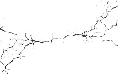 Black cracks on white background abstract broken