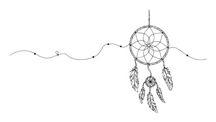 dreamcatcher hanging feathers line vector